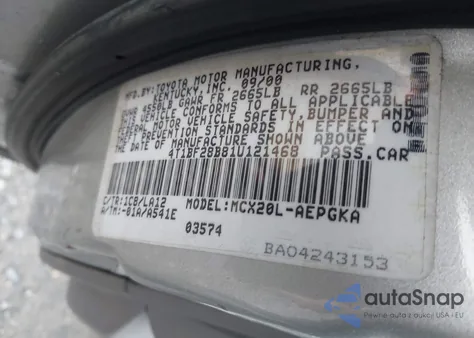 2001 Toyota Avalon Xls z USA, uszkodzony, nr VIN 4T1BF28B81U121468